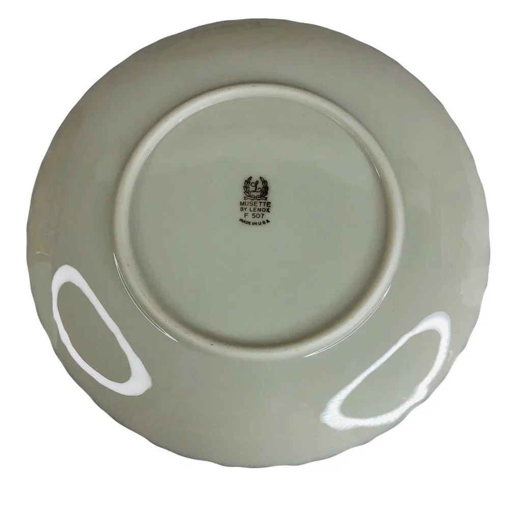 2‎ Lenox China Musette Salad Dessert Plates 7 7/8” Platinum Trim F507 VTG USA